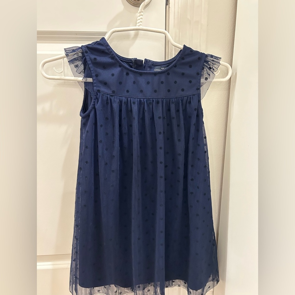 Girls Navy Blue Dot Dress size 6X